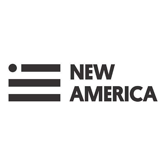 The New America logo features three black horizontal lines and a black dot to the left of the words NEW AMERICA in bold, uppercase black letters on a white background.