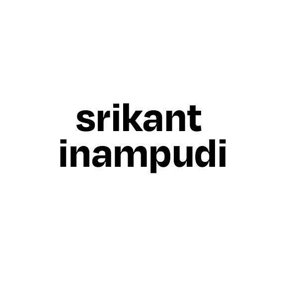Black bold text srikant inampudi centered on a plain white background.