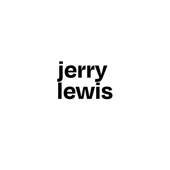 Black bold text on a plain white background reads jerry lewis in lowercase letters, centered both vertically and horizontally.