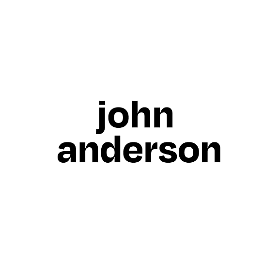 The image features the name john anderson in bold, black lowercase letters centered on a plain white background.
