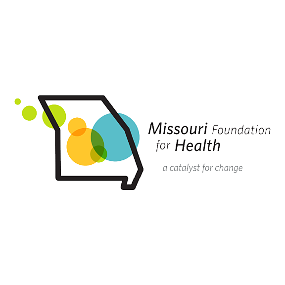 Outline of Missouri with overlapping green, yellow, and blue circles. Text reads: Missouri Foundation for Health and below, a catalyst for change.